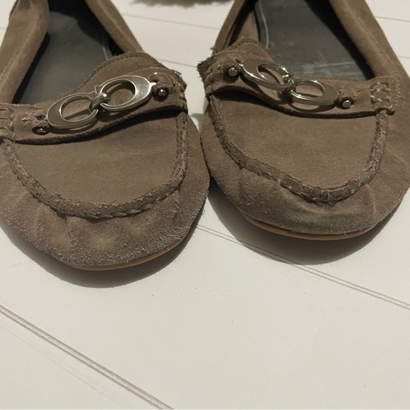Coach Fortunata‎ Gray Leather Suede Flats Loafers Shoes Women’s Size 10 - Picture 3 of 10